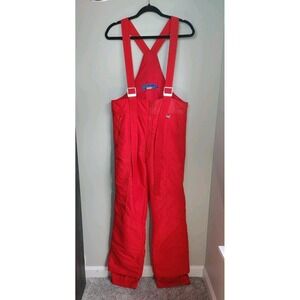 Vintage Sportcaster Red Ski Bibs Snow Pants Insulated Overalls Womens Med